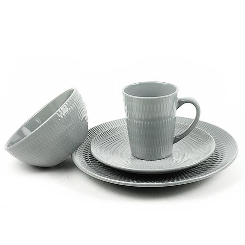 solid glazed embossed dinnerware