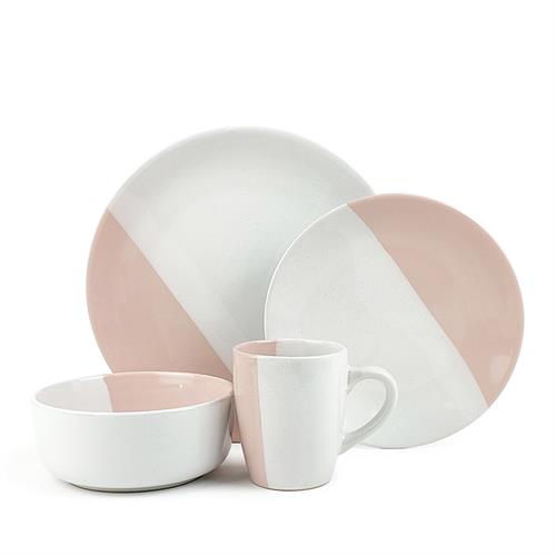 white and pink spliced glaze dinner set wholesale
