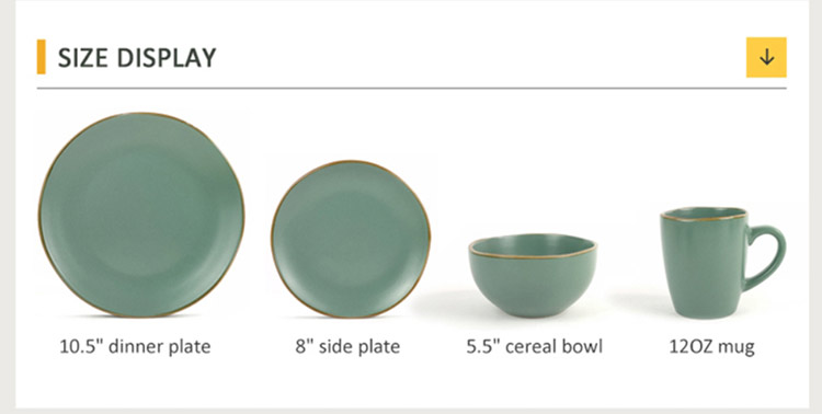 stoneware solid color dinner set with gold rim