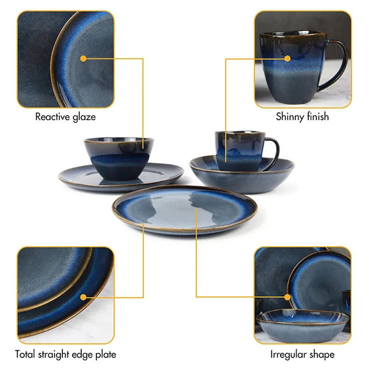 blue reactive glaze dinnerware set supplier