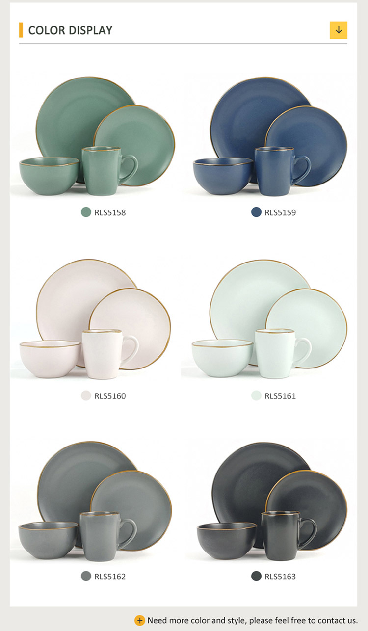 metallic rim solid color dinnerware set