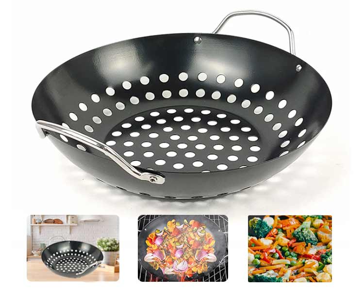 black round shape bbq wok for camping