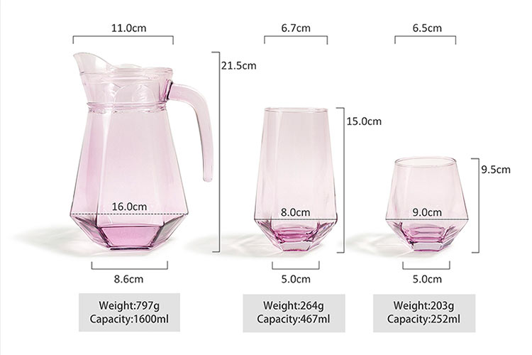 pink glass teapot drinkware set