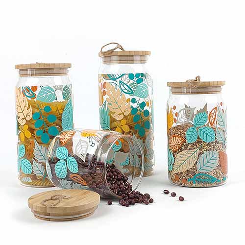 decal glass canister jar set