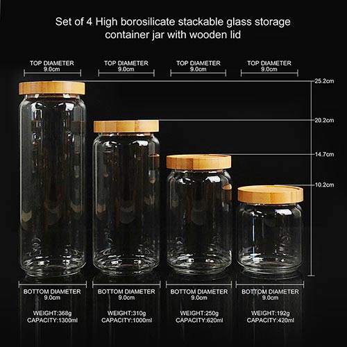 set of borosilicate glass storage container jar