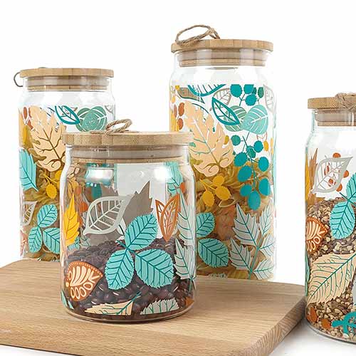 decal glass storage jar