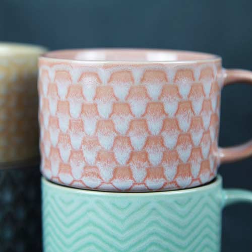 embossed ceramic mugs