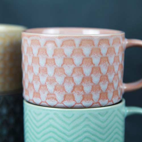 embossed stoneware mugs 200ml