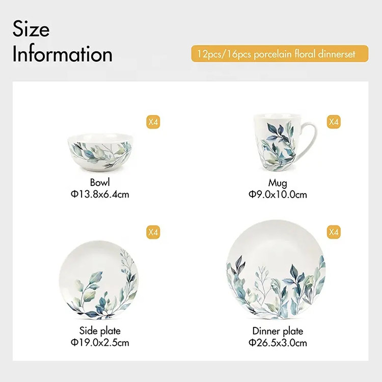 porcelain dinner set with floral pattern
