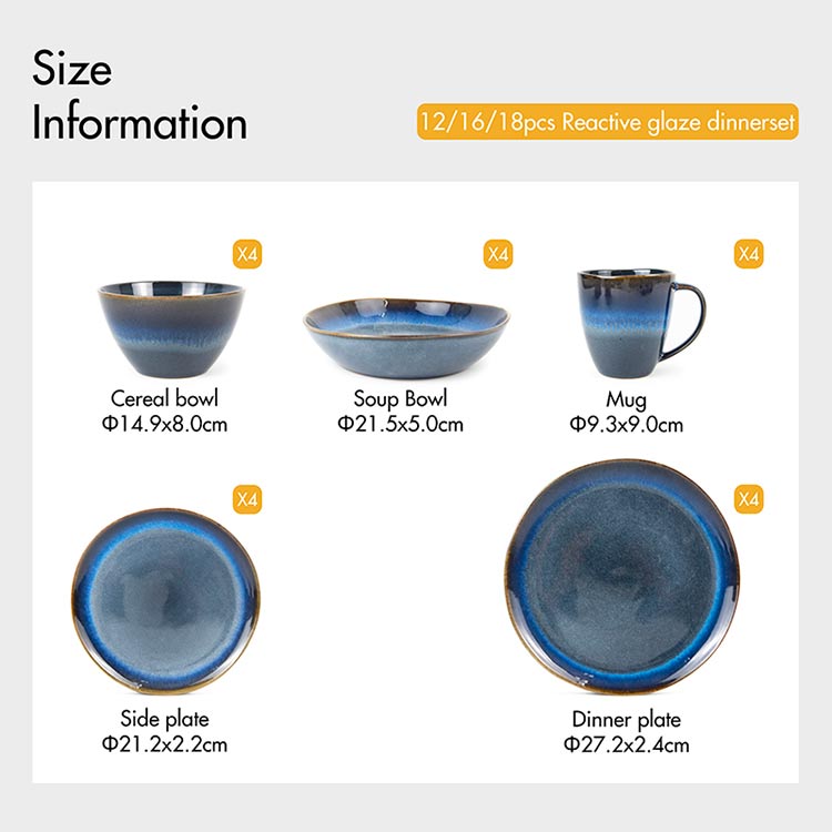 blue reactive dinner set supplier