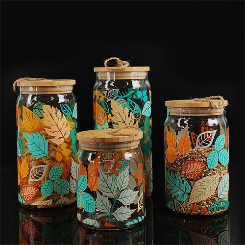 decal glass storage jar
