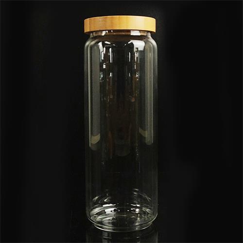 transparent glass storage jar