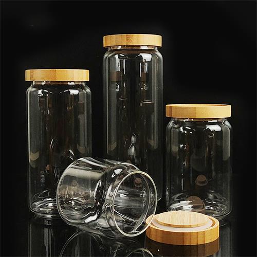 transparent glass storage jar