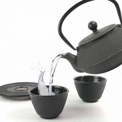 cast iron tea pot set