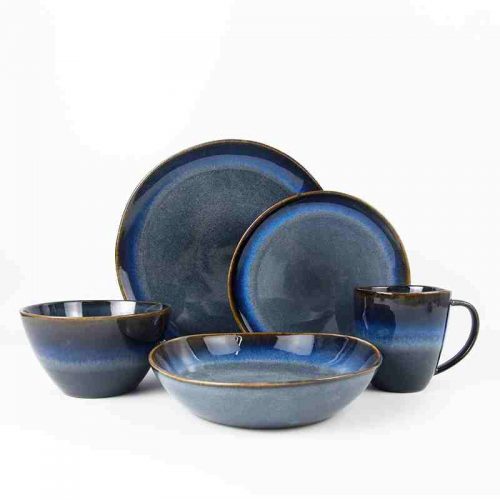 Reactive glazed dinnerware set