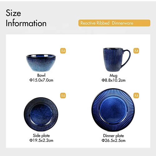 dark blue reactive glaze dinner set 16pcs