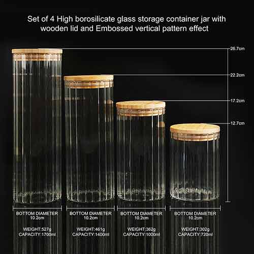 emboss glass storage jar set