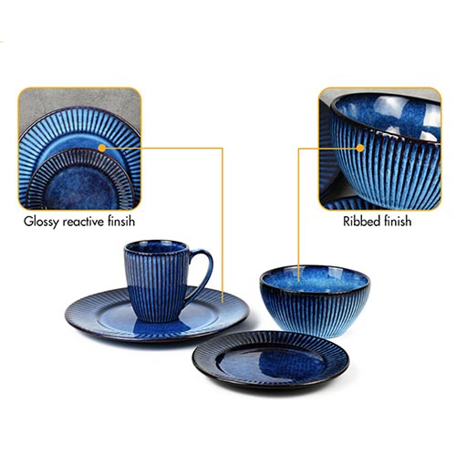 16pcs dark blue reactive glaze dinner set