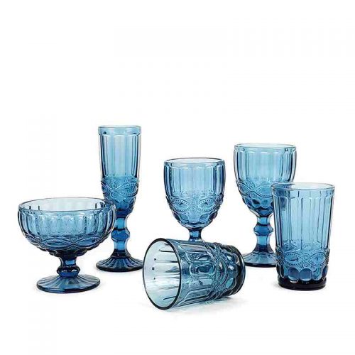 blue court drinking glass set