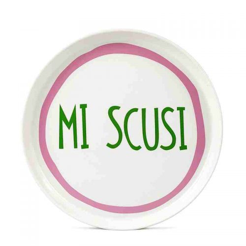 round decal white porcelain plate