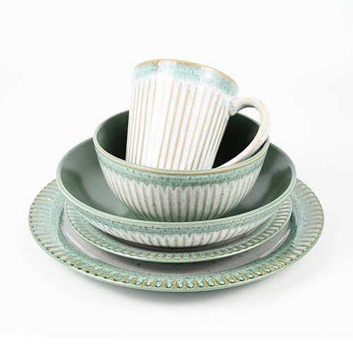 embossed reactive green dinner set