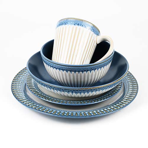 embossed reactive blue dinner set