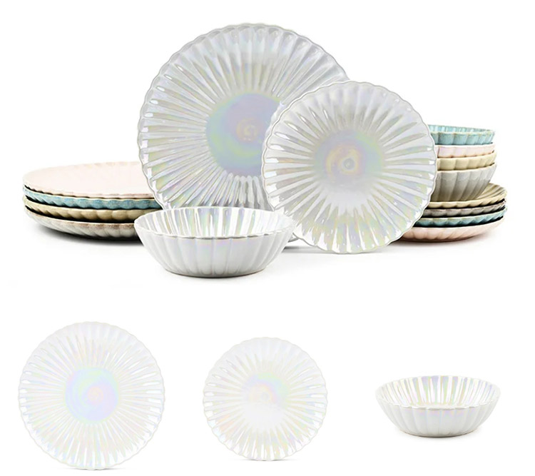 white pearl glaze dinnerware set