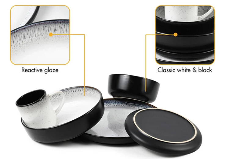 black white reactive glaze tableware set wholesale