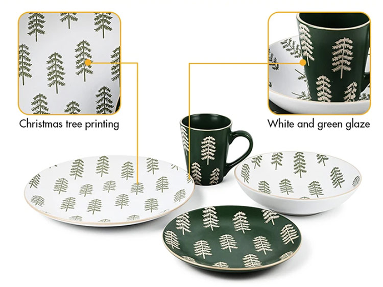 white and green glaze tableware set wholesale