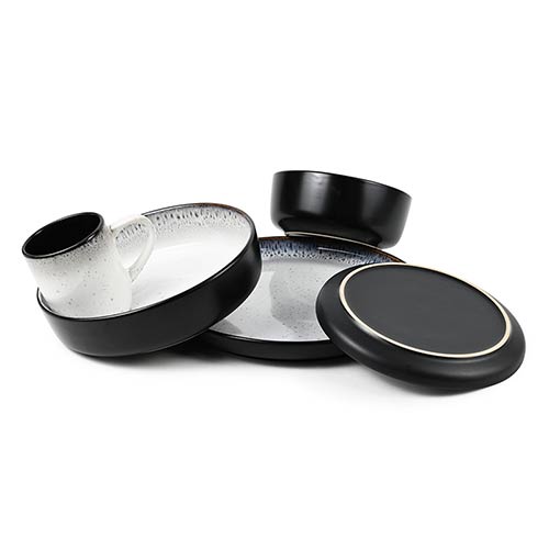 reactive glaze black white dinner plates