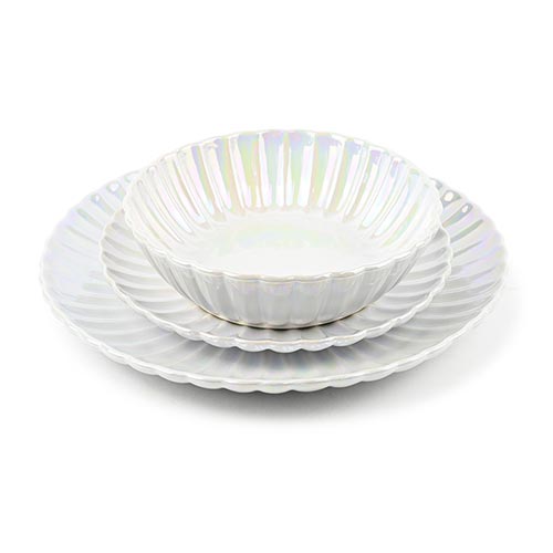 embossed white dinner set