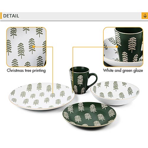 Christmas tree printing dinner set