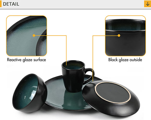 reactive green tableware set