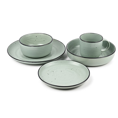 16pc ripple round stoneware set for sale