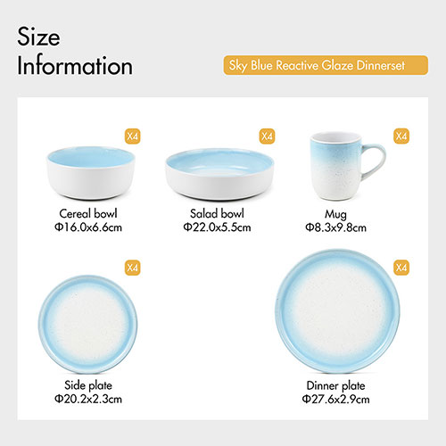 sky blue reactive dinner set