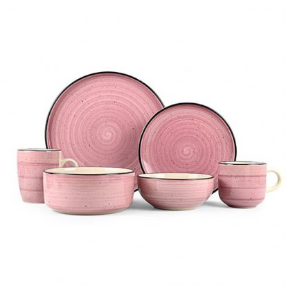 color rim rose ceramic dinnerware set