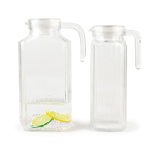 ribbed glass jug with handle