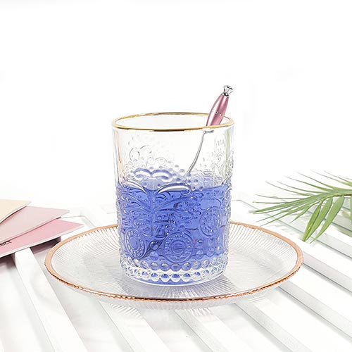 crystal glass tumbler with gold rim