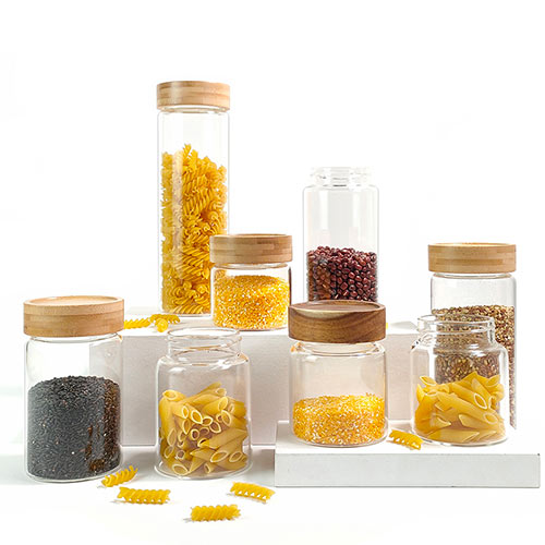 glass storage jar with bamboo lid