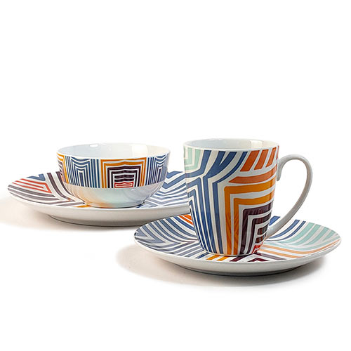 decal porcelain striped dinnerware set