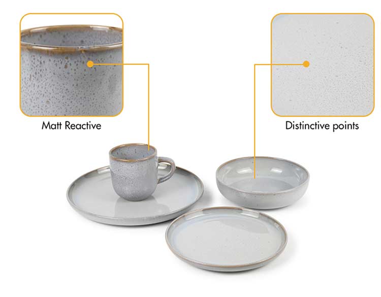 16pcs grey reactive dinner set