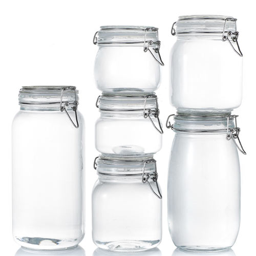 glass mason jar with clip-top