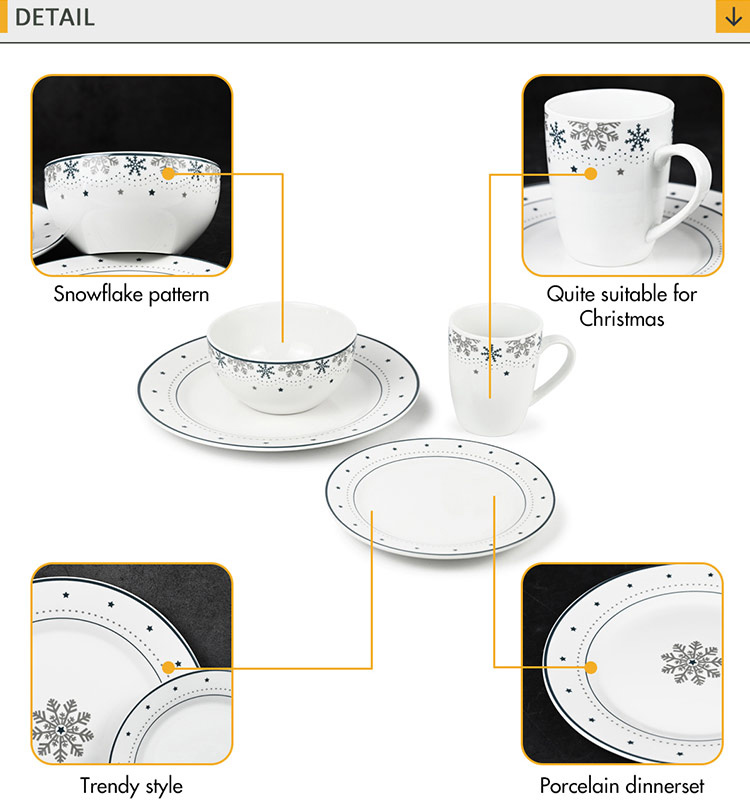 wholesale snowflake pattern ceramic dinner set