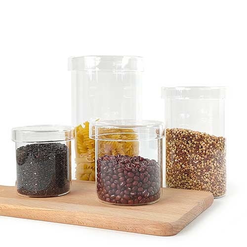 high borosilicate glass storage container jar with glass lid
