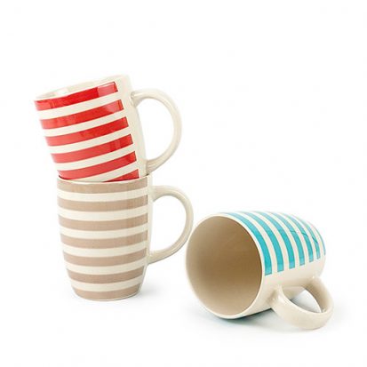 set of 3 stripe pattern hand painting ceramic mug