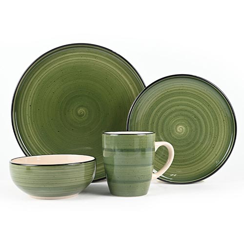 lime dinnerware set with hand-painted