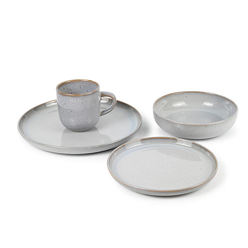 grey dinnerware set reactive glaze