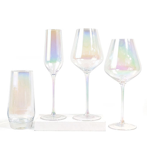 electroplated rainbow wine glass set