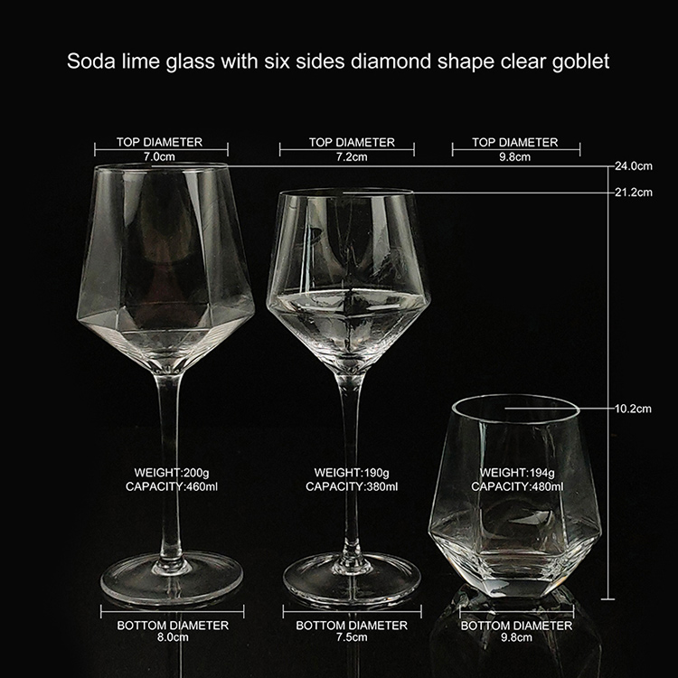 dimond shape red wine glass