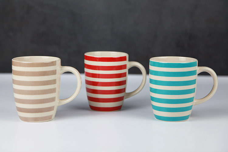 stripe pattern ceramic mugs set